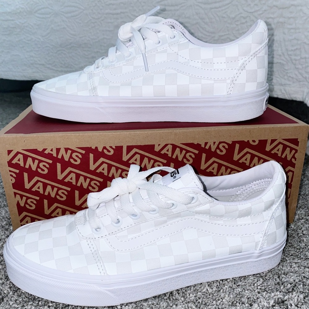 White Checkered Vans
